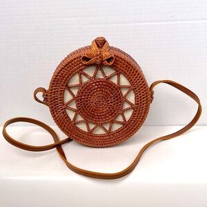 ROUND CROSSBODY Ollken Rattan woven bag new condition